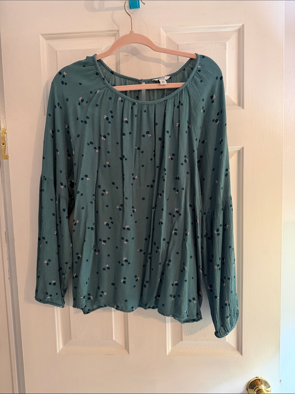 Sonoma Teal Floral Peasant Tunic Top